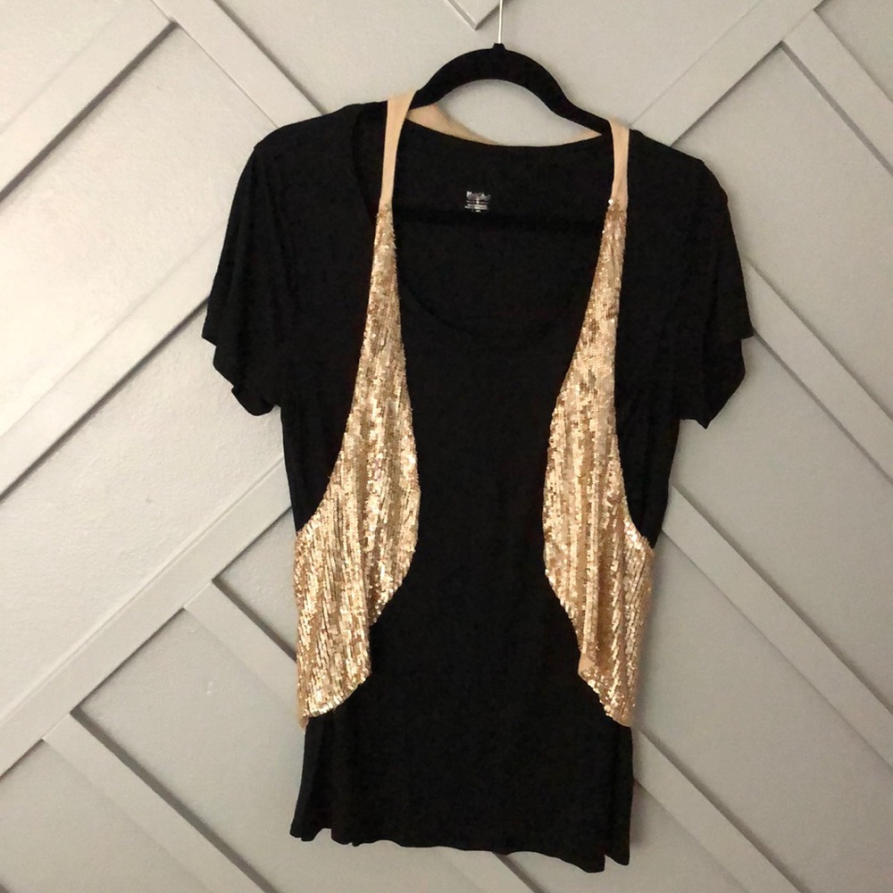 Free People Gold Sequin Vest